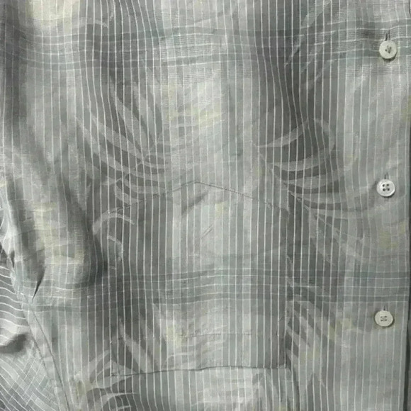 Mens Tommy Bahama Size‎ Large L Gray Floral Pattern Long Sleeved Button Down EUC - Picture 11 of 14